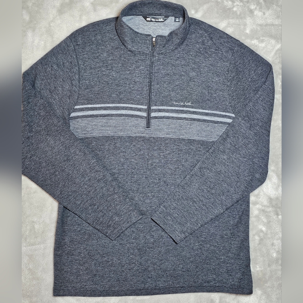 Travis Mathew Black and Gray Zip Up Sweater with Mock Neck